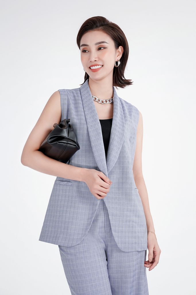 BKM55049 - Áo khoác gile chất liệu thô cổ 2 ve - PANTIO