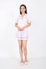 BMN7066 - Bộ đồ ngủ vải cotton lụa dáng suông áo cổ hai ve túi ngực quần short cạp chun gấu pha ren - PANTIO