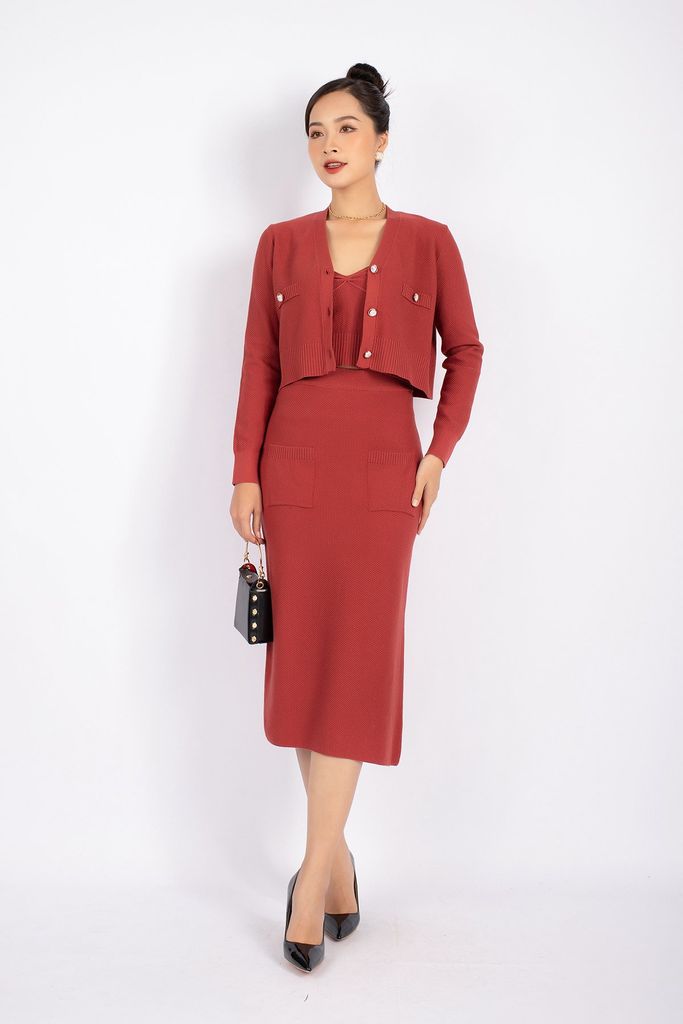 BOL276 - Áo len cardigan cao cấp dáng croptop cài cúc ngọc trai - PANTIO