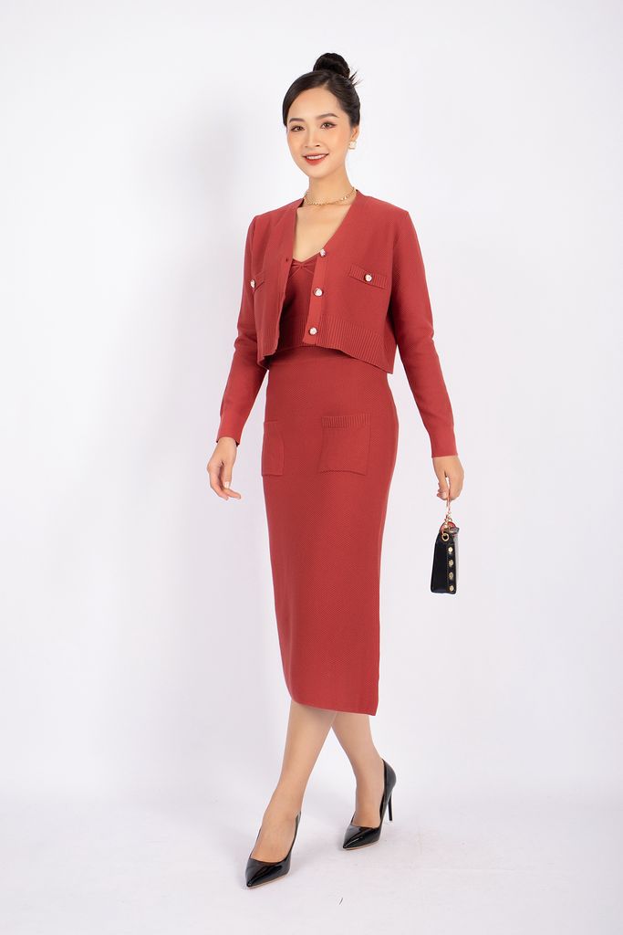 BOL276 - Áo len cardigan cao cấp dáng croptop cài cúc ngọc trai - PANTIO