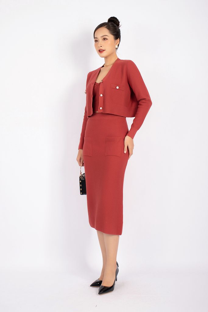 BOL276 - Áo len cardigan cao cấp dáng croptop cài cúc ngọc trai - PANTIO