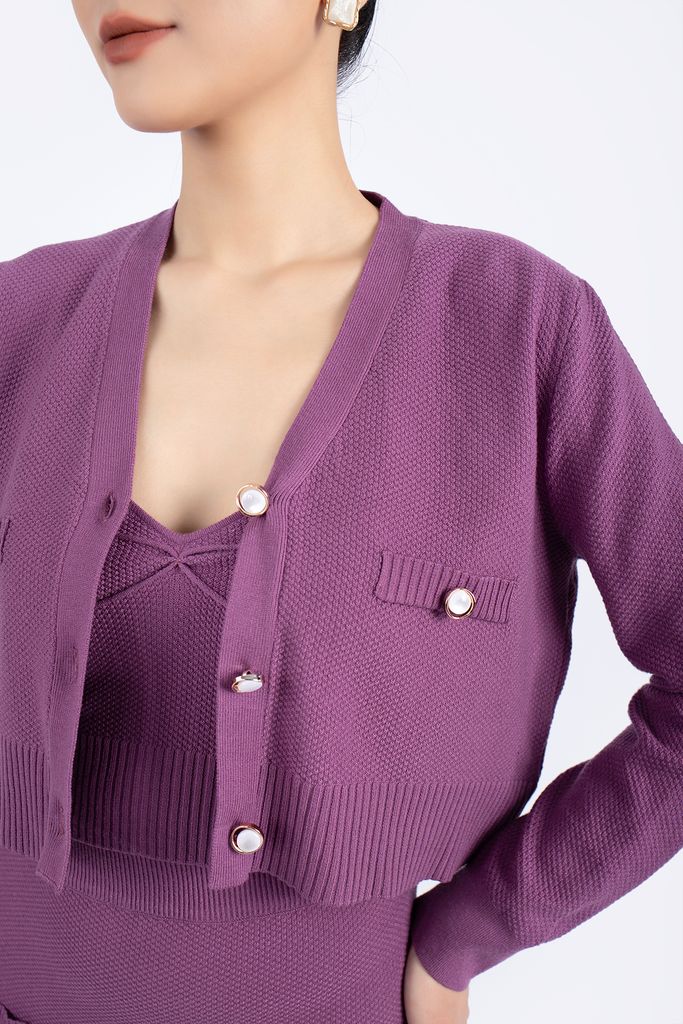 BOL276 - Áo len cardigan cao cấp dáng croptop cài cúc ngọc trai - PANTIO