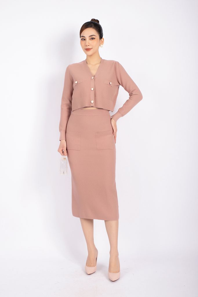 BOL276 - Áo len cardigan cao cấp dáng croptop cài cúc ngọc trai - PANTIO