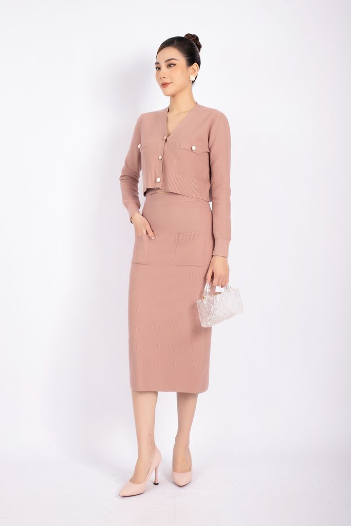 BOL276 - Áo len cardigan cao cấp dáng croptop cài cúc ngọc trai - PANTIO