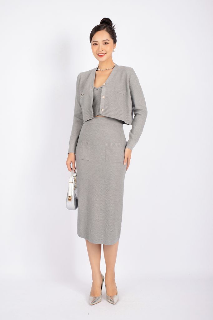 BOL276 - Áo len cardigan cao cấp dáng croptop cài cúc ngọc trai - PANTIO