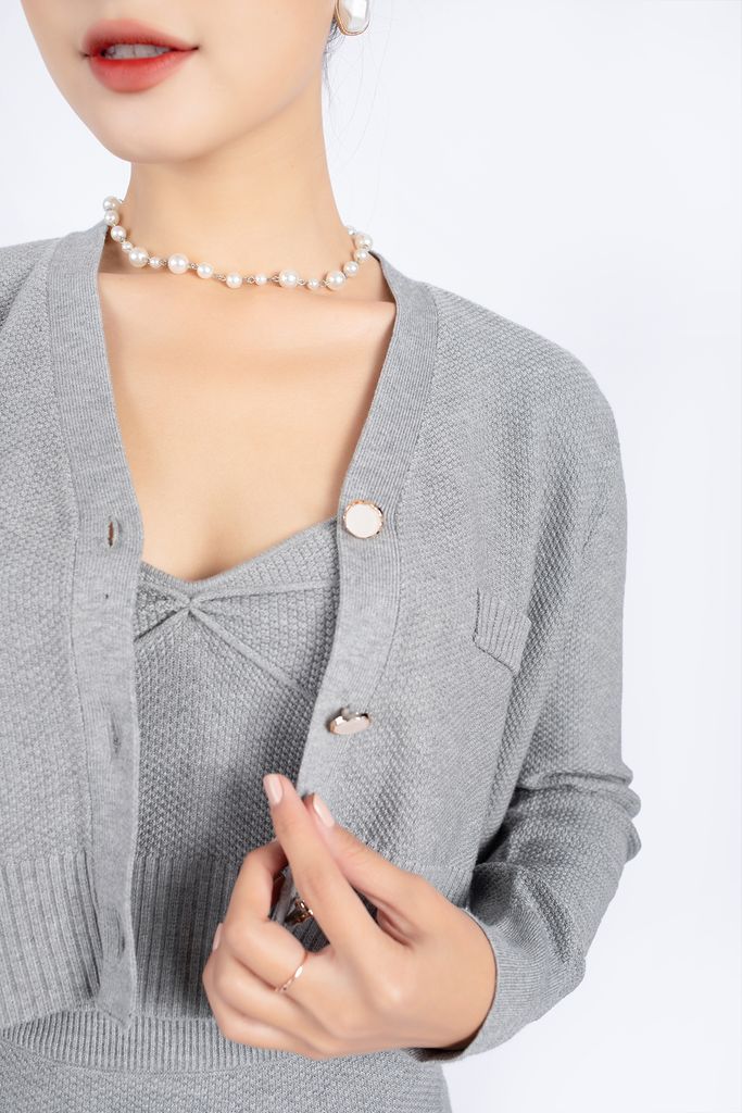 BOL276 - Áo len cardigan cao cấp dáng croptop cài cúc ngọc trai - PANTIO