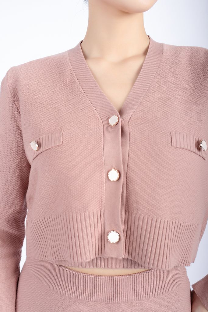 BOL276 - Áo len cardigan cao cấp dáng croptop cài cúc ngọc trai - PANTIO