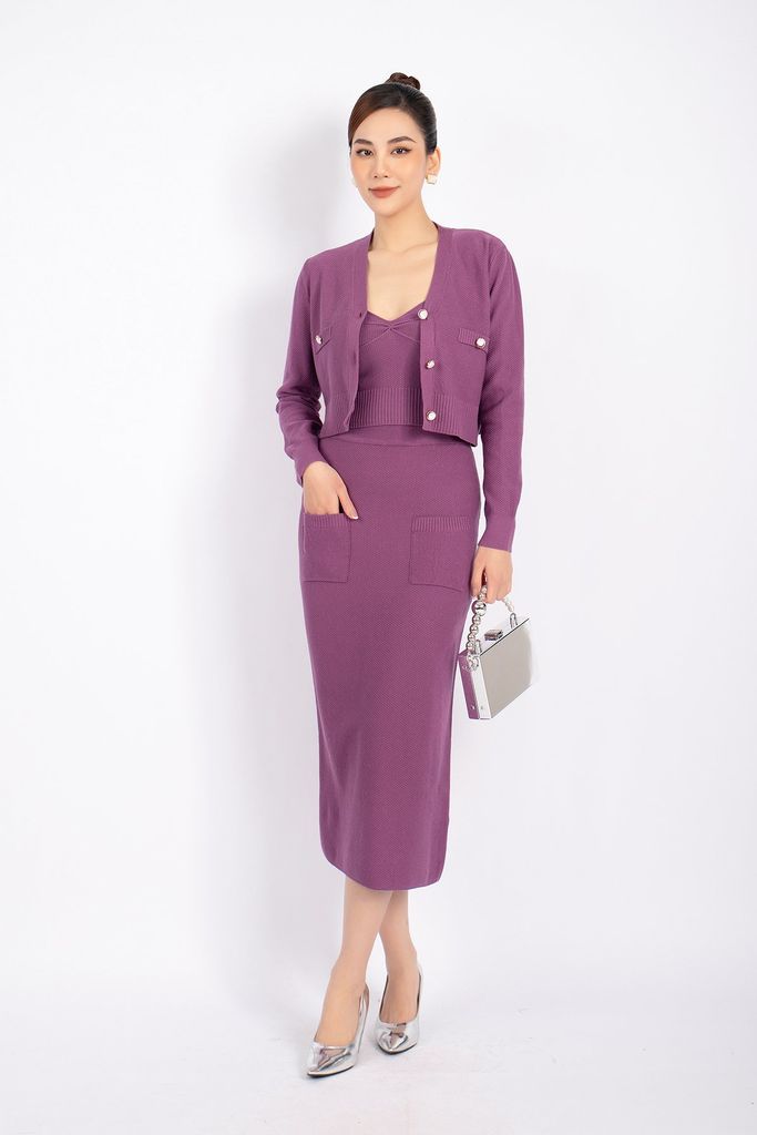 BOL276 - Áo len cardigan cao cấp dáng croptop cài cúc ngọc trai - PANTIO