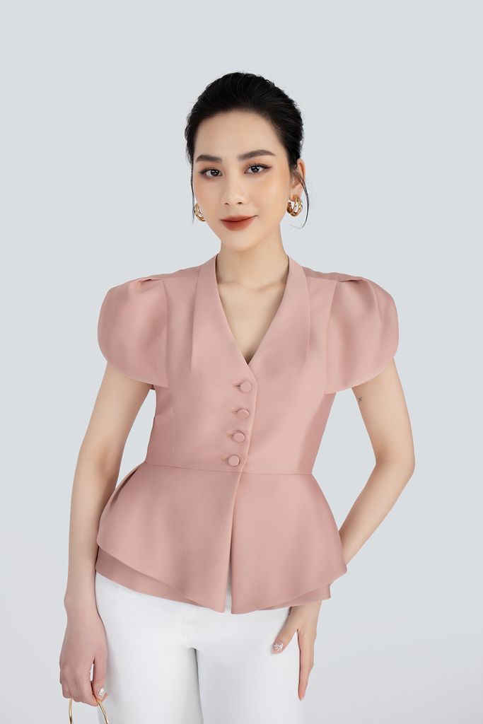 FAD1488 - Áo vest công sở vải tafta dáng peplum tay xẻ bán nguyệt FAD1488 - 1280K