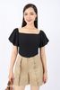 FAK31302 - Áo kiểu dạo phố vải tuytsi dáng croptop cổ vuông vai chun tay bồng thân sau bo chun - PANTIO