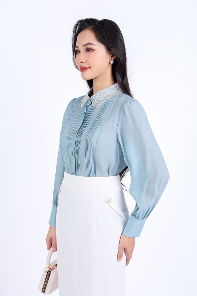 FJD31170 - Chân váy công sở vải tuyp xy mỏng hai lớp lót habutai dáng bút chì thân váy có túi tạo kiểu khoá thân sau - PANTIO