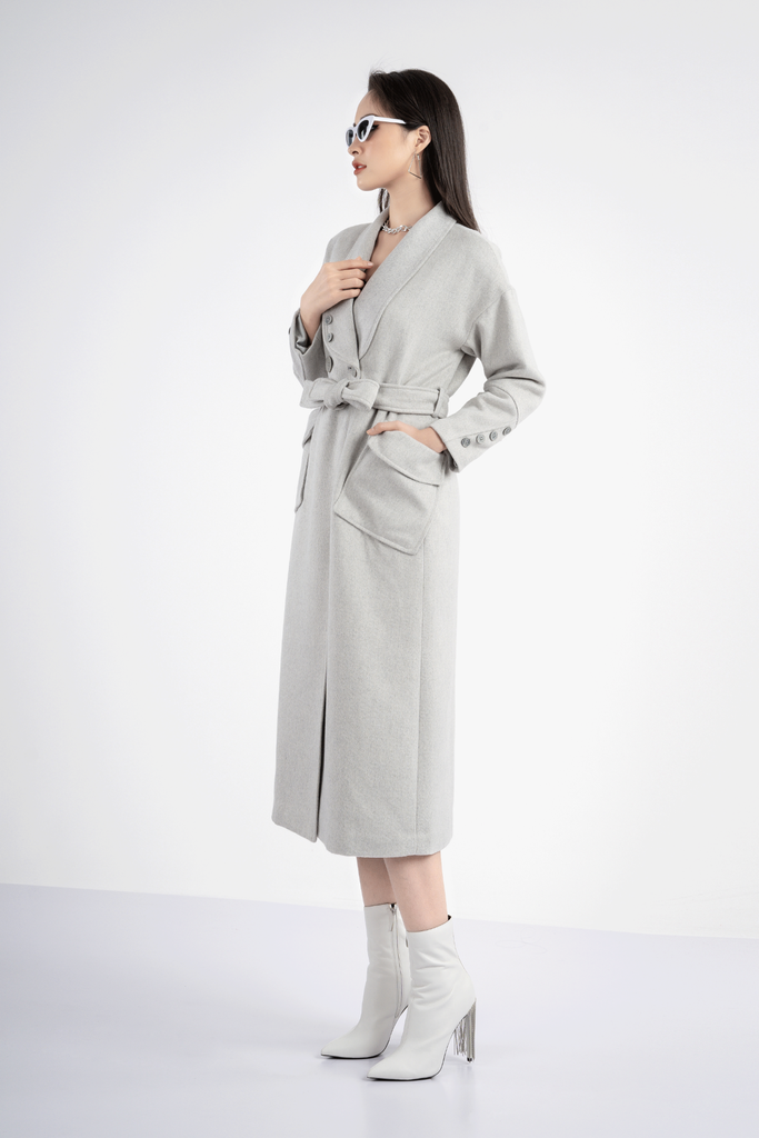 Áo măng to túi ốp to chất liêu dạ dáng dài FAM9484 - PANTIO