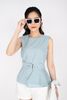 FAS33227 - Áo sơ mi công sở vải linen dáng suông kèm đai tạo kiểu peplum bên hông - PANTIO