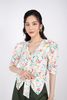 FAS33255 - Áo sơ mi dạo phố vải thô dáng croptop tay bồng gắn nơ 3D trang trí - PANTIO