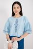 FAS33293 - Áo kiểu dạo phố vải linen dáng suông croptop tay loe thân ngực thêu họa tiết - PANTIO