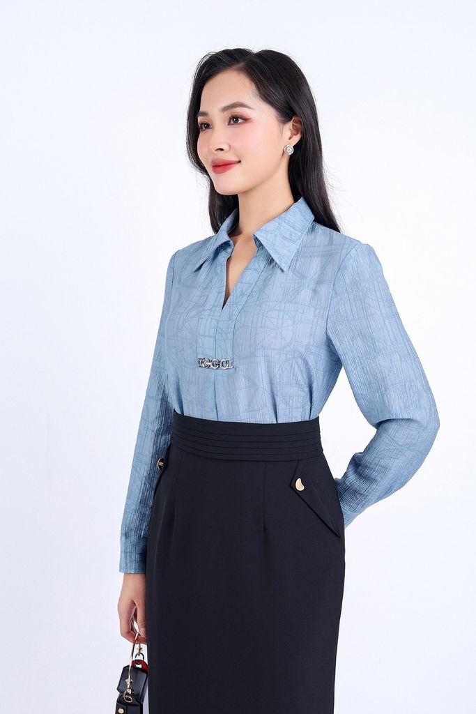 FJD31170 - Chân váy công sở vải tuyp xy mỏng hai lớp lót habutai dáng bút chì thân váy có túi tạo kiểu khoá thân sau - PANTIO