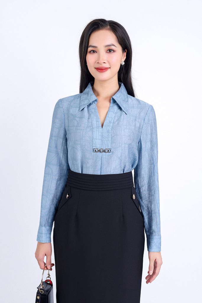 FJD31170 - Chân váy công sở vải tuyp xy mỏng hai lớp lót habutai dáng bút chì thân váy có túi tạo kiểu khoá thân sau - PANTIO