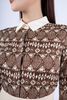 FAS53616 - Áo sơ mi công sở vải lụa dáng suông cổ đức cài cúc nẹp cổ và tay phối vải khác màu tạo kiểu - PANTIO