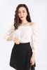 FAS73417 - Áo kiểu dạo phố vải ren dáng suông croptop trễ vai bo chun - PANTIO