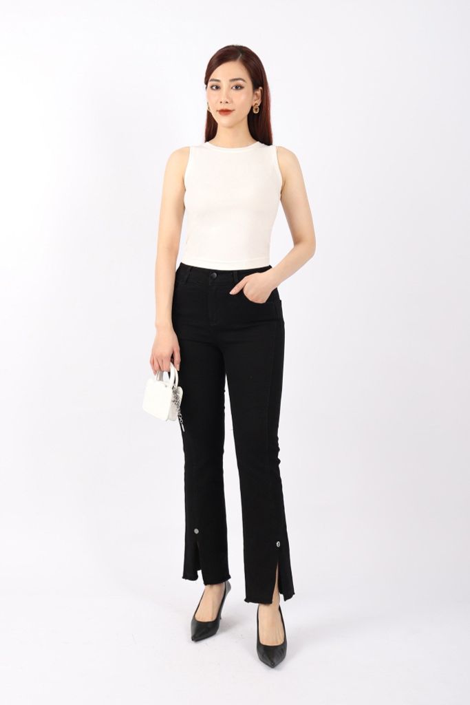 FAT1332 - Áo thun dạo phố vải cotton dáng croptop cổ tròn không tay - PANTIO