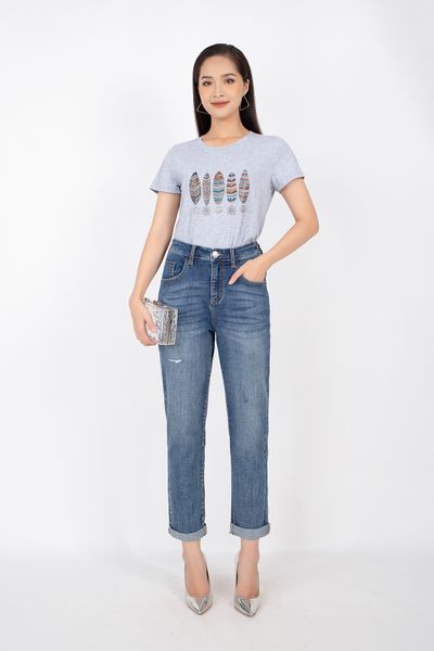 FQB138 - Quần jean dạo phố vải denim dáng baggy cạp sau phối bo chun - PANTIO