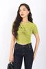 FAT3307 - Áo thun dạo phố vải len dáng croptop cổ tròn thân ngực vặn xoắn tạo kiểu - PANTIO