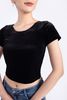 FAT5291 - Áo thun dạo phố vải nhung dáng croptop cổ tròn tay ngắn - PANTIO