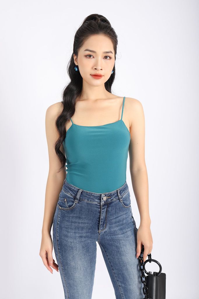 FAT5306 - Áo thun hai dây vải cotton dáng ôm phối đệm ngực - PANTIO