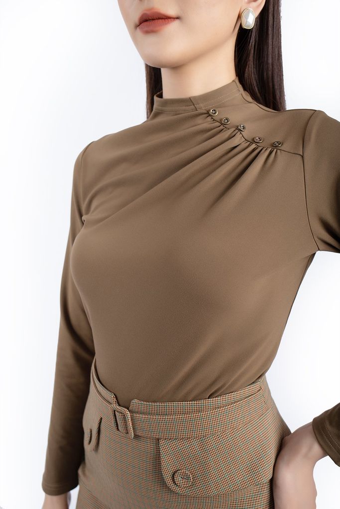 FJD51028 - Chân váy midi công sở vải dạ dáng bút chì phối thắt lưng và nắp túi tạo kiểu - PANTIO