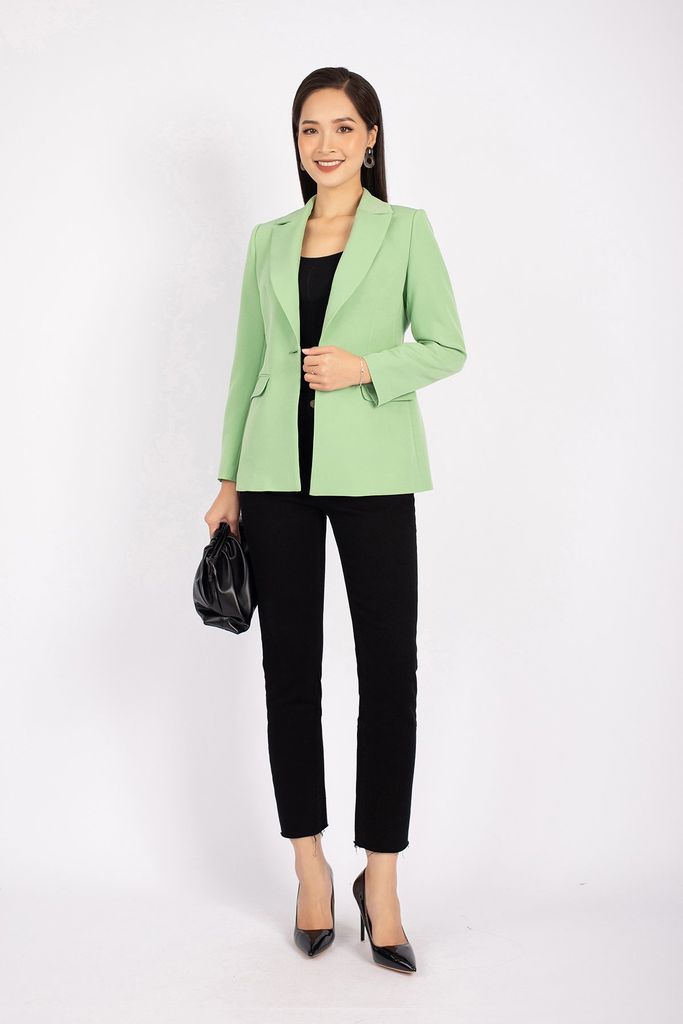 FAV9922 - Áo vest nữ công sở vải thô dáng suông cổ 2 ve phối túi thân ngực - PANTIO