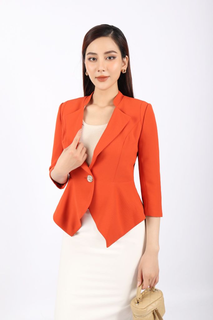 FAV9931 - Áo vest nữ công sở vải tuytsi dáng ôm cổ dựng một ve vạt nhọn tạo kiểu - PANTIO