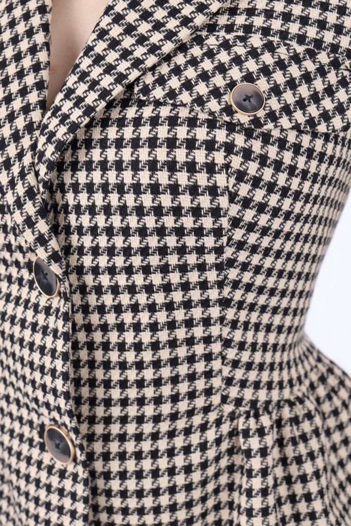 FAV9941 - Áo vest nữ công sở vải dạ dáng ôm có lót vải lụa gió cổ hai ve tay ngắn xếp nhún hai bên hông tạo kiểu - PANTIO