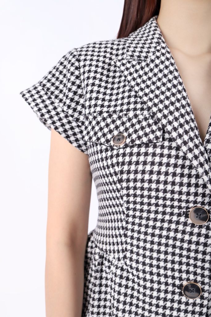 FAV9941 - Áo vest nữ công sở vải dạ dáng ôm có lót vải lụa gió cổ hai ve tay ngắn xếp nhún hai bên hông tạo kiểu - PANTIO