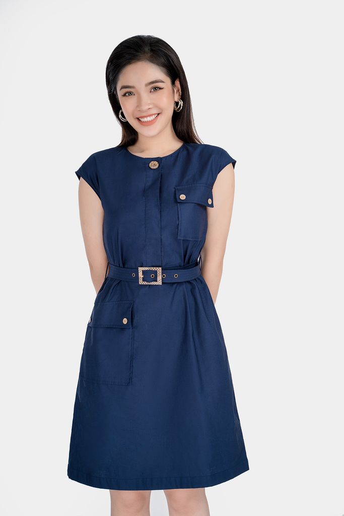 FDC33041 - Đầm công sở chất liệu Thô dáng ôm không tay - PANTIO
