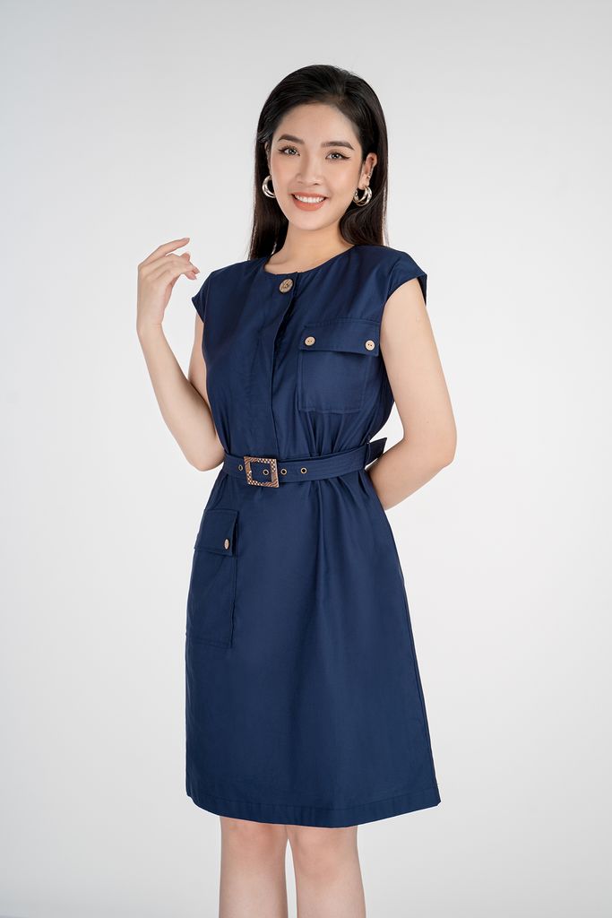 FDC33041 - Đầm công sở chất liệu Thô dáng ôm không tay - PANTIO