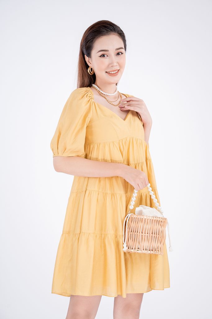 FDC33142 - Đầm công sở chất liệu thô mỏng dáng suông - PANTIO