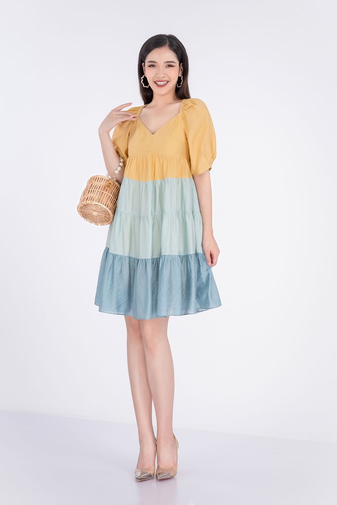 FDC33142 - Đầm công sở chất liệu thô mỏng dáng suông - PANTIO