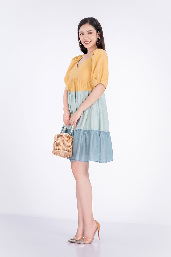 FDC33142 - Đầm công sở chất liệu thô mỏng dáng suông - PANTIO