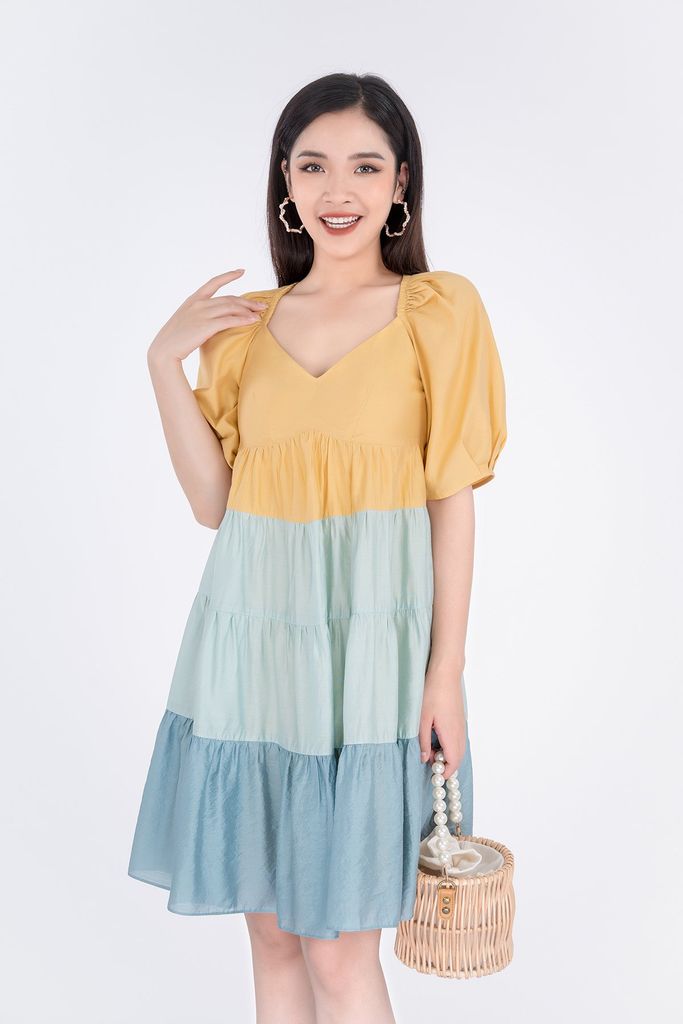 FDC33142 - Đầm công sở chất liệu thô mỏng dáng suông - PANTIO