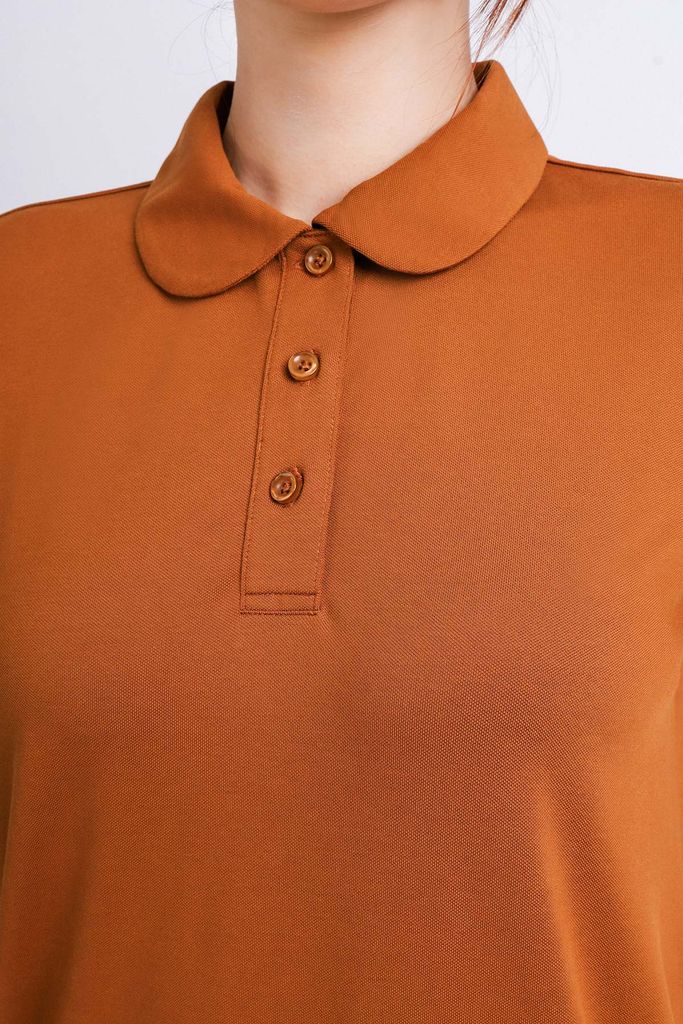 FDD3125 - Đầm thun dạo phố vải cotton dáng suông cổ đức đầu tròn phói nẹp khuy trang trí - PANTIO