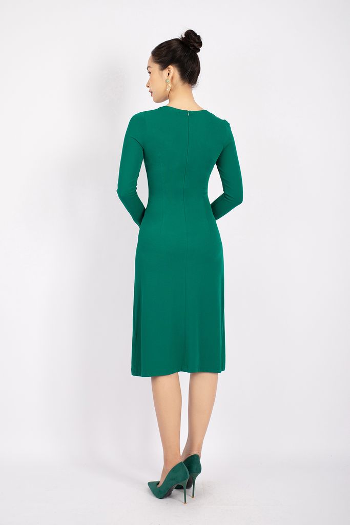 FDD7087 - Đầm dạo phố vải cotton dáng ôm cổ xoắn thân ngực cut- PANTIO