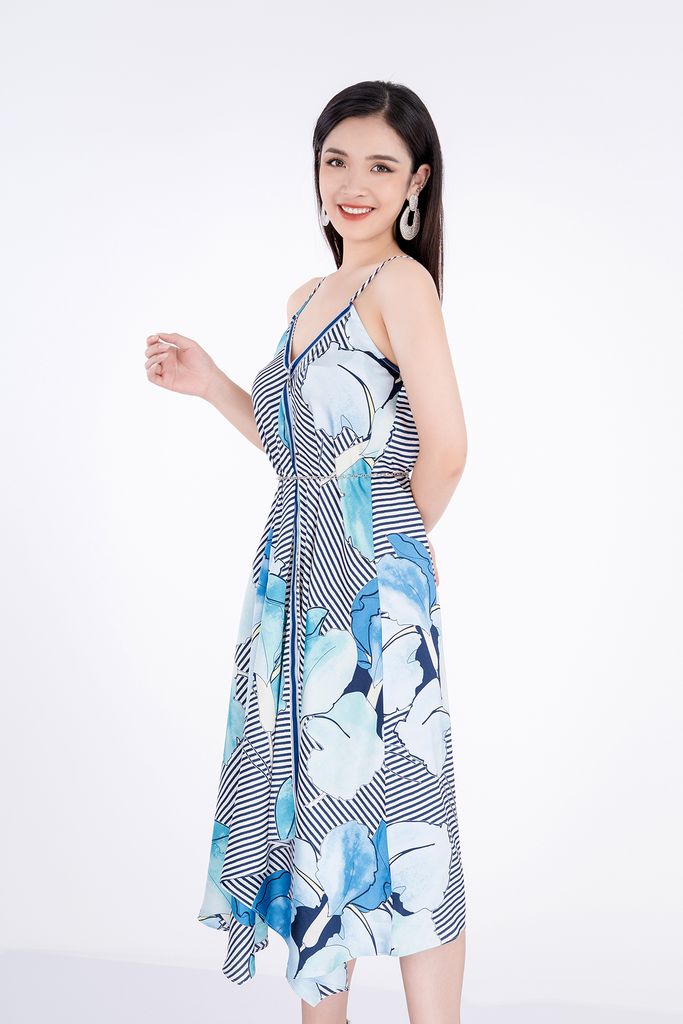 FDP32774 - Đầm dạo phố chất liệu lụa hai dây - PANTIO
