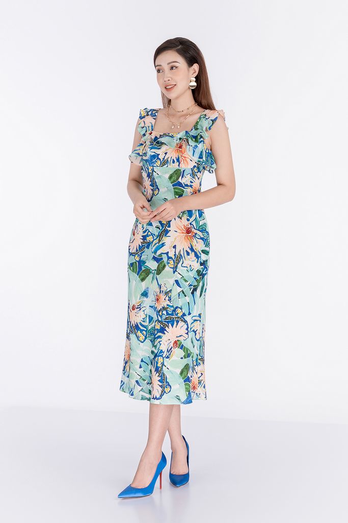 FDP32780 - Đầm dạo phố chất liệu lụa không tay - PANTIO