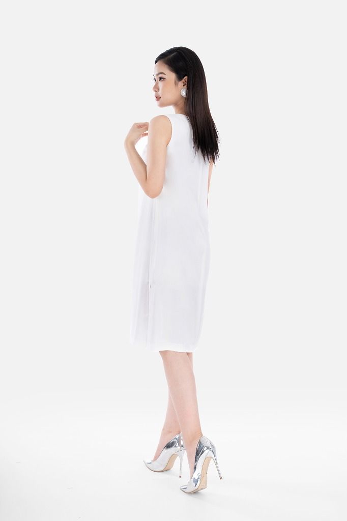 FDP52640 - Đầm dạo phố chất liệu thô đũi dáng suông - PANTIO