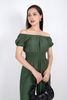 FJS3133 - Jumpsuit dạo phố vải lụa dáng ôm vai trễ đai eo chạy smocking quần ống đứng - PANTIO