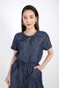 FJS3138 - Jumpsuit dạo phố vải thô dáng suông cổ tròn kéo khóa eo bo chun - PANTIO