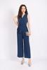 FJS3144 - Jumpsuit dạo phố vải tuytsi dáng suông thân áo vạt lệch kèm đai tạo kiểu quần ống rộng khóa thân sau - PANTIO