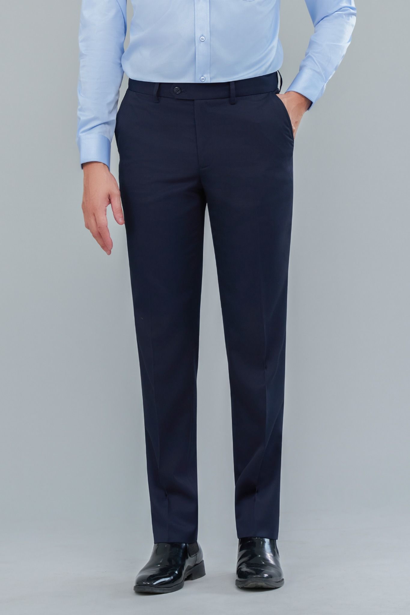 Quần âu nam xanh đen không ly - Back To School