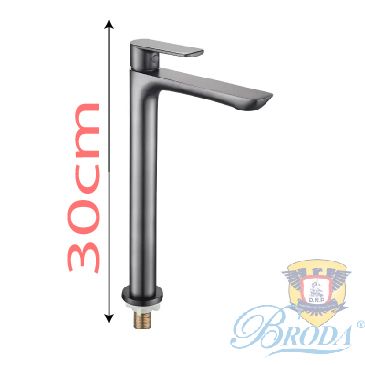 Vòi Lavabo Lạnh Inox Sơn Tĩnh Điện Xám 30cm BRODA