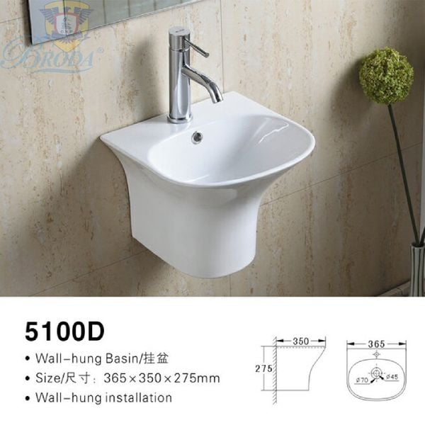CHẬU LAVABO TREO TƯỜNG KHÔNG GIAN NHỎ BRODA WB5100